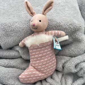 Pink Striped jelly cat shimmering stocking bunny